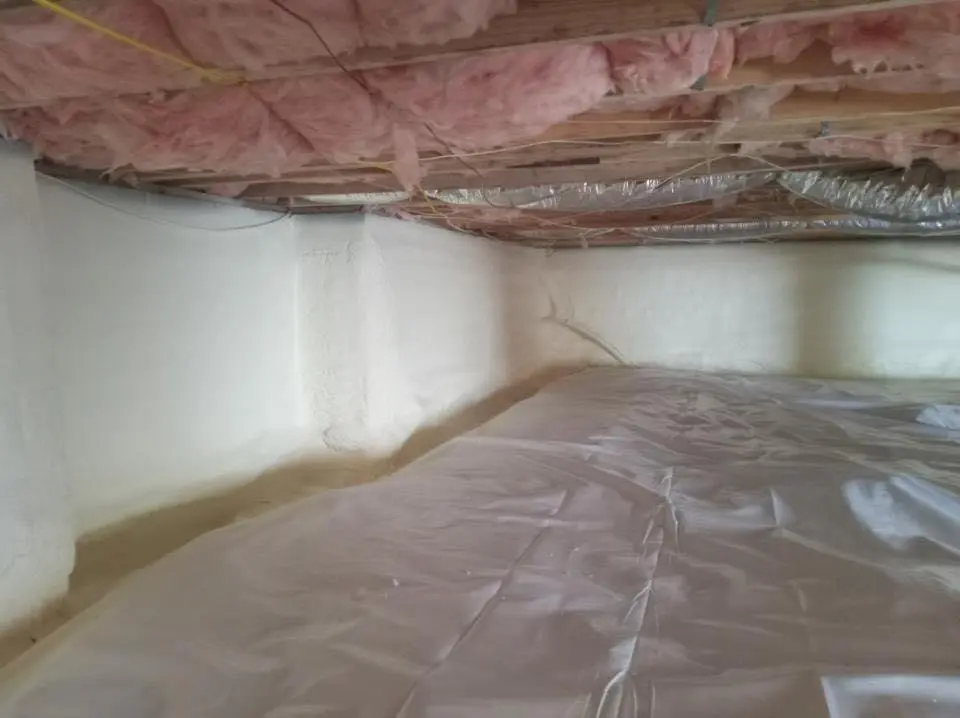 Crawl space encapsulation with closed-cell spray foam for Roof Leak Repair in West View